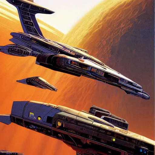 Image similar to science - fiction novel cover art by peter elson, syd mead, detailed, cinematic,