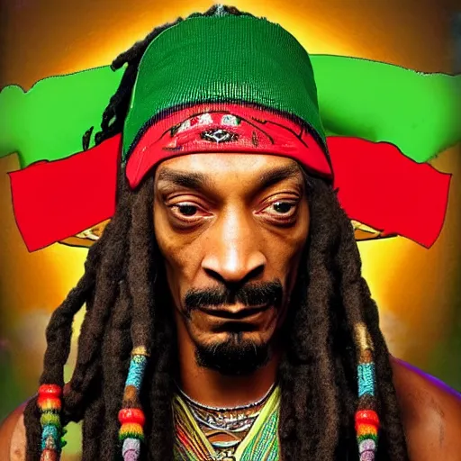 Image similar to snoop dogg as a rasta shaman elder