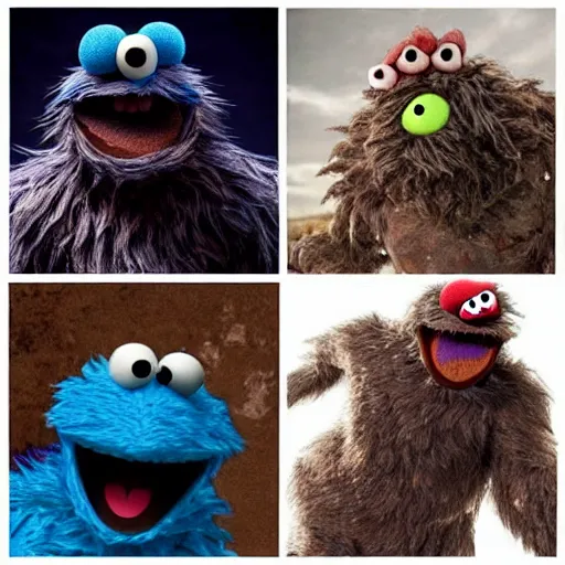 Image similar to “ cookie monster muppet turning into a werewolf. ultra realism. 4 k ”