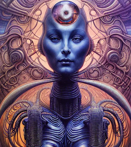 Prompt: detailed realistic beautiful young cher alien robot as queen of mars portrait by jean delville, gustave dore and marco mazzoni, art nouveau, symbolist, visionary, mandelbulb 3 d, baroque. horizontal symmetry by zdzisław beksinski, iris van herpen, raymond swanland and alphonse mucha. highly detailed, hyper - real, beautiful
