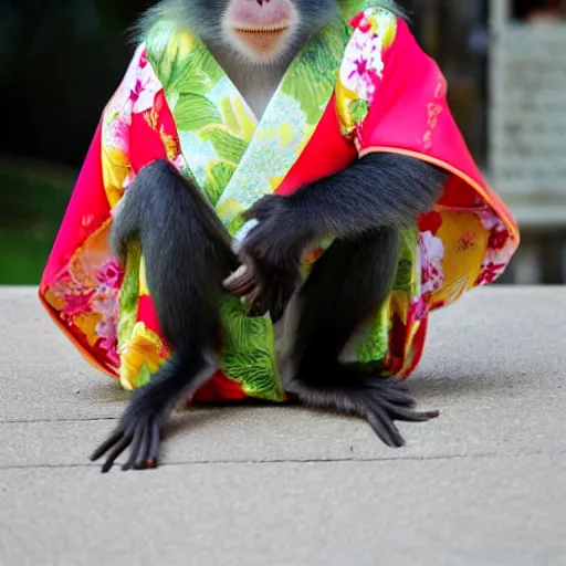 Image similar to a monkey in a kimono