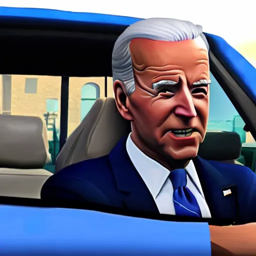 Image similar to Joe Biden driving in Fortnite