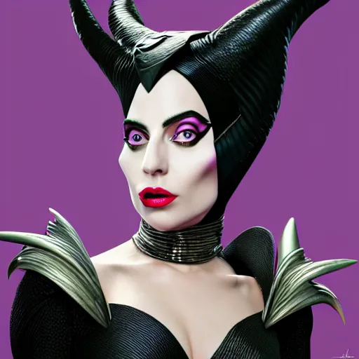 Prompt: Lady Gaga as real life Maleficent, fantasy, artstation, 8k resolution