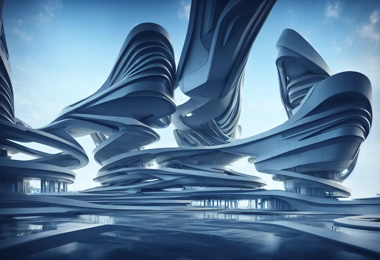 Image similar to futuristic architecture by zaha hadid, multi storey, cinematic shot, unreal engine, photorealistic, octane render