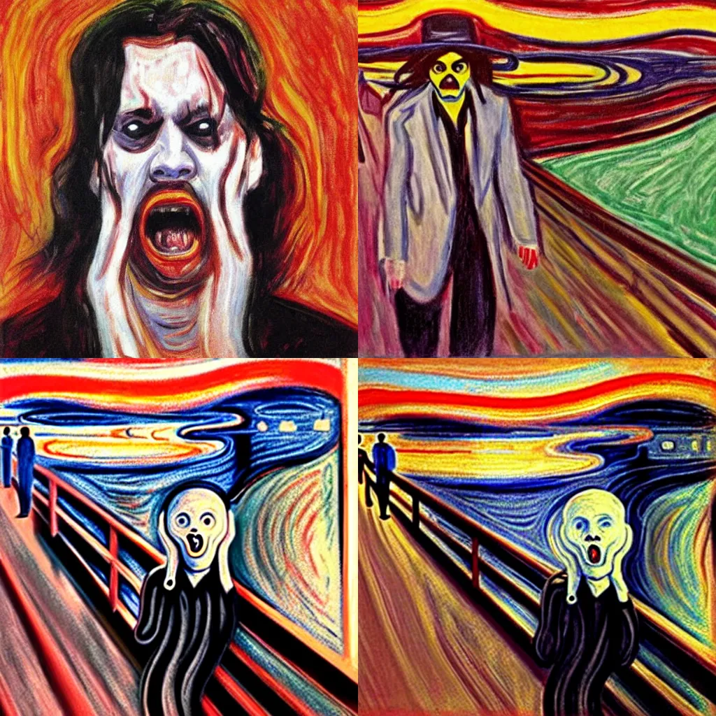 Prompt: johnny depp in the scream by edvard munch