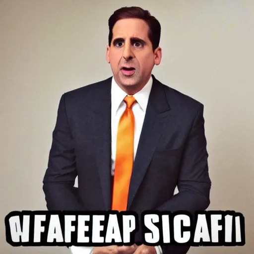 Image similar to michael scott wearing rapper clothes singing