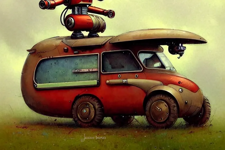 Prompt: adventurer ( ( ( ( ( 1 9 5 0 s retro future robot android mouse rv hover wagon motorhome robot. muted colors. ) ) ) ) ) by jean baptiste monge!!!!!!!!!!!!!!!!!!!!!!!!! chrome red