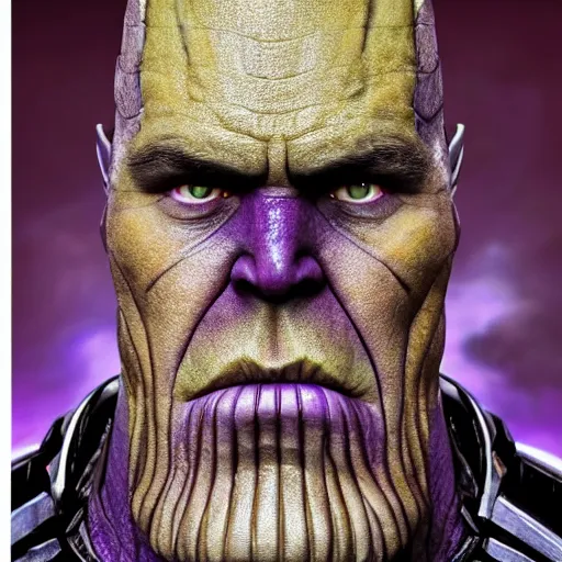 Image similar to a picture of thanos who looks like bruce campbell, infinity wars, ultra realistic, 4 k, ultra high def