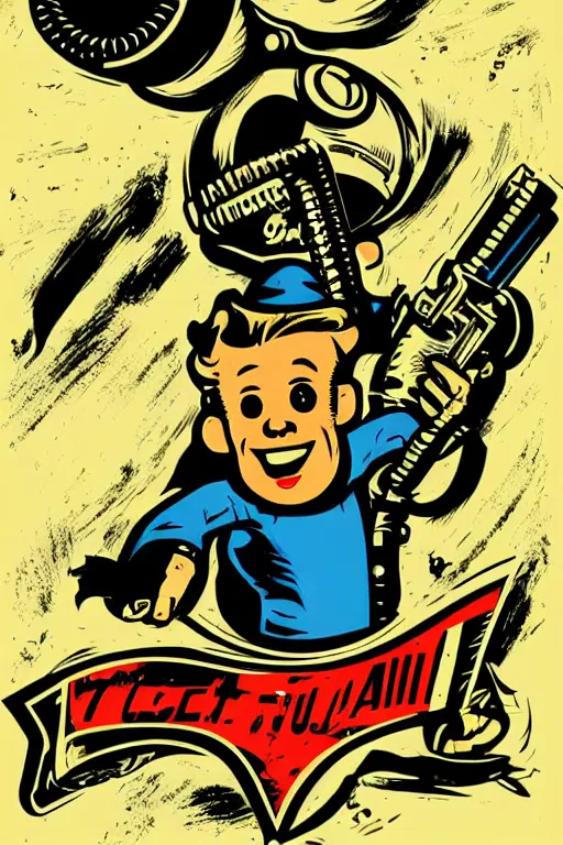 Image similar to fallout 7 6 retro futurist illustration art by butcher billy, sticker, colorful, illustration, highly detailed, simple, smooth and clean vector curves, no jagged lines, vector art, smooth andy warhol style