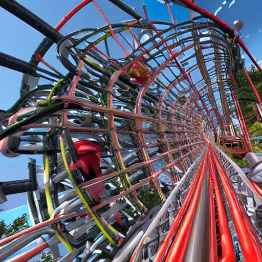 Prompt: POV Of The Most Intense Rollercoaster, Photorealistic