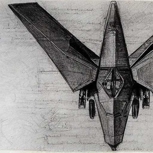 Image similar to a leonardo da vinci sketch of a f-22 raptor.