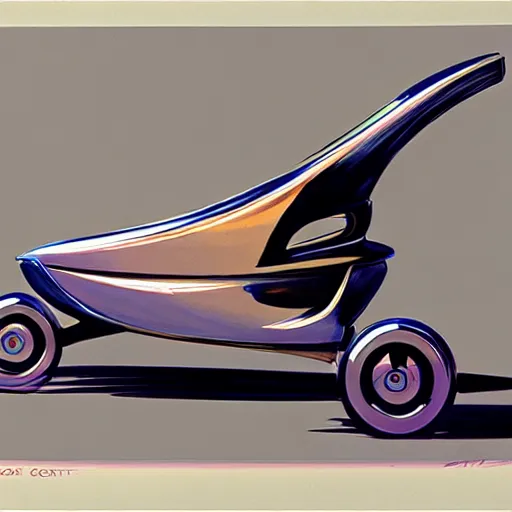 Image similar to concept art for a unicycle car, painted by syd mead, high quality