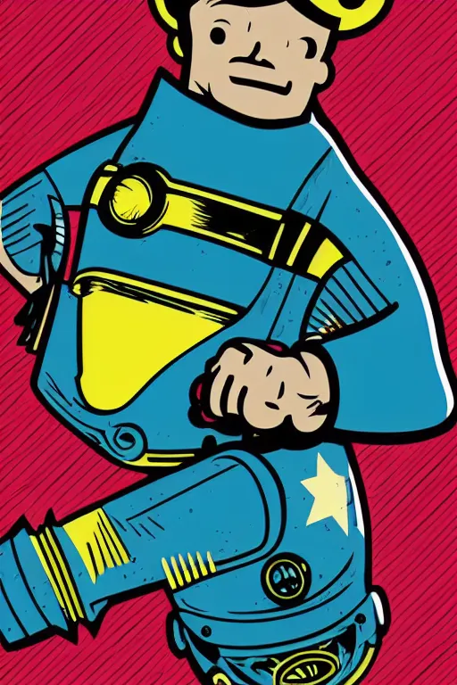 Image similar to fallout 7 6 retro futurist illustration art by butcher billy, sticker, colorful, illustration, highly detailed, simple, smooth and clean vector curves, no jagged lines, vector art, smooth andy warhol style