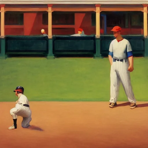 Prompt: The Baseball Game, by Edward Hopper, full resolution