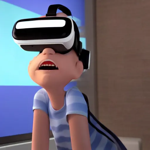 Image similar to adult pixar character wearing virtual reality