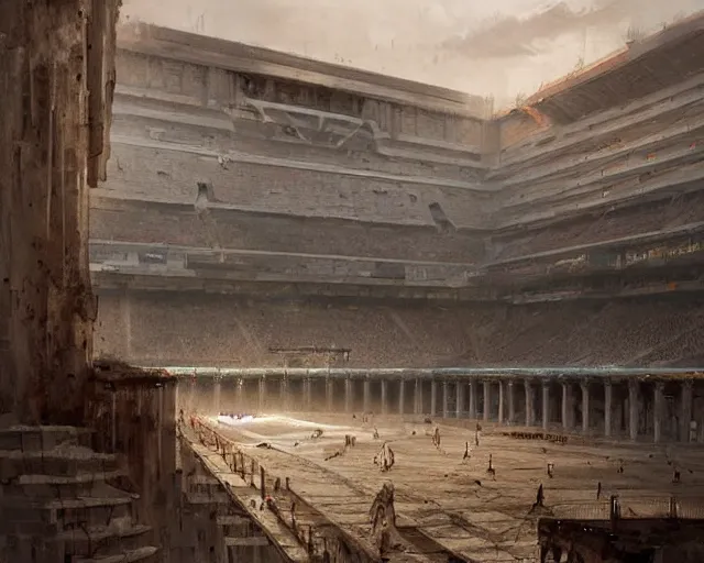 Image similar to a football stadium in the style of ancient egypt architecture, art by greg rutkowski and artgerma, stunning concept art, exterior design