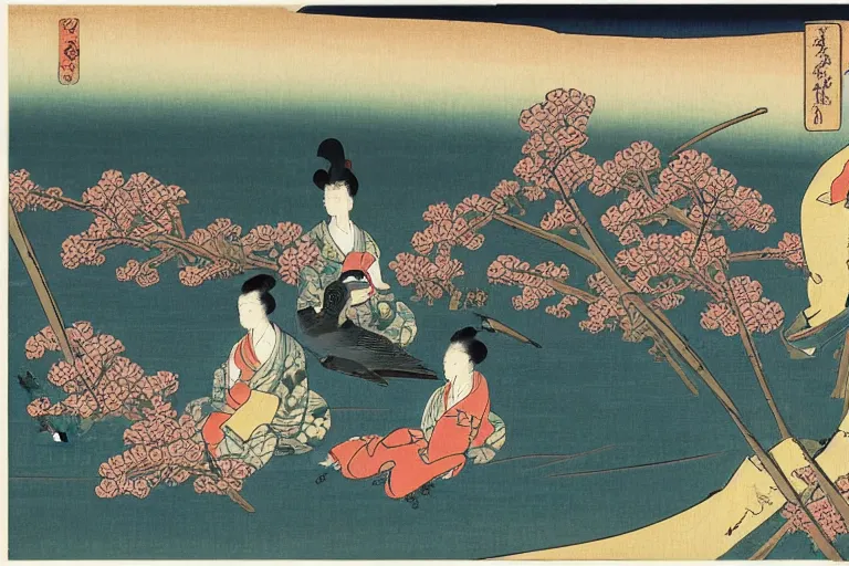 BKMiller428: ukiyo-e Japanese watercolor masterpiece of a pretty