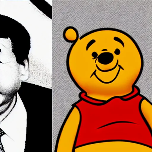 Image similar to drawing of xi jinping with the body of winnie the pooh and the head of xi jinping