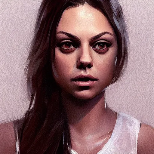 Image similar to “ portrait of mila kunis by greg rutkowski, young, attractive, highly detailed portrait, scifi, digital painting, artstation, concept art, smooth, sharp foccus ilustration, artstation hq ”