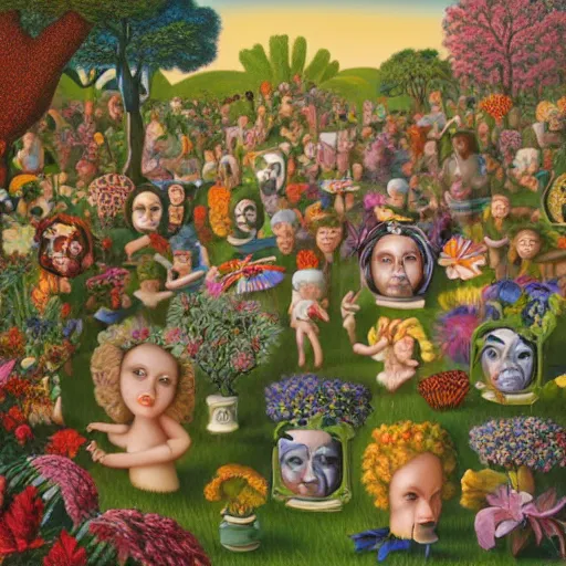 Image similar to the Garden of terrible beautiful painting by Mark Ryden and Alex Gross, Todd Schorr highly detailed