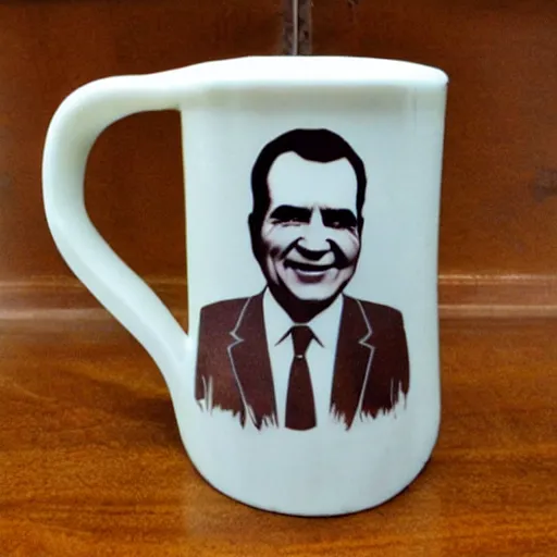 Prompt: richard nixon tiki mug