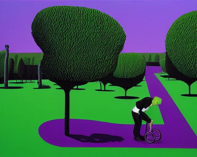 Image similar to a purple green and black painting by guy billout