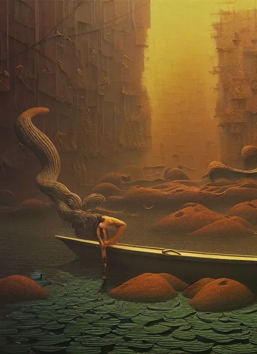 Prompt: hyper detailed 3d render like a Oil painting - blood in the water by Jacek Yerka, Mariusz Lewandowski, Houdini algorithmic generative render, Abstract brush strokes, Masterpiece, Edward Hopper and James Gilleard, Zdzislaw Beksinski, Mark Ryden, Wolfgang Lettl, hints of Yayoi Kasuma, octane render, 8k