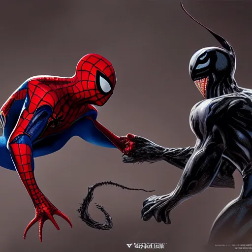 Prompt: Spider-Man vs Venom, Pixar Studio, detailed, high quality, high rendering, artstation,