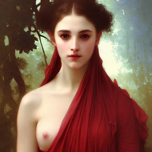 Image similar to portrait of a young woman, by bouguereau, tom bagshaw, wlop