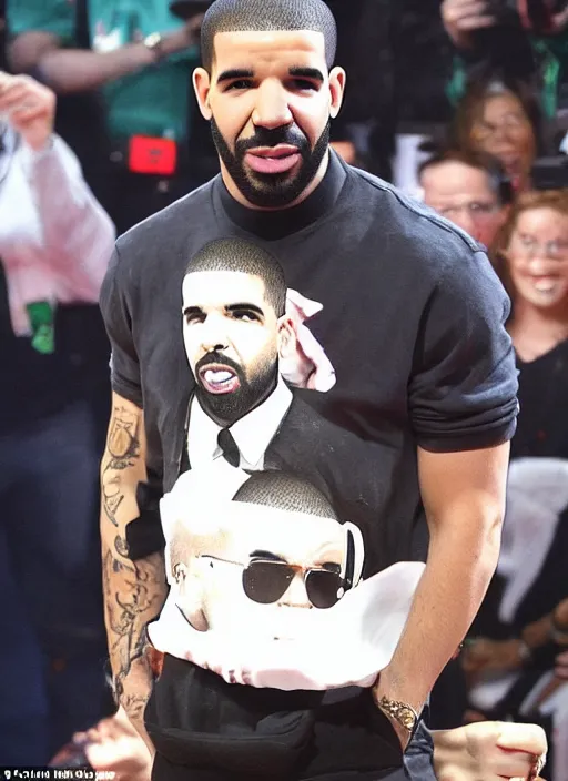 Prompt: Drake reacts to the cameraman calling him bbycakes, iPhone picture