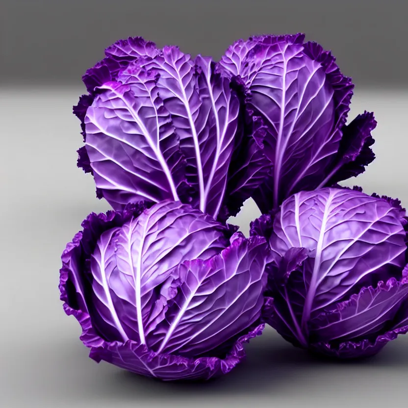 Image similar to high quality 3 d render very cute purple cabbage! highly detailed, unreal engine cinematic smooth, moody light, low angle, uhd 8 k, sharp focus