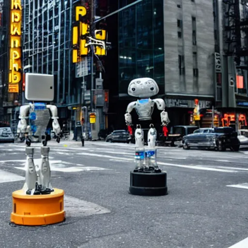 Image similar to I Robot robots in the streets of New York City