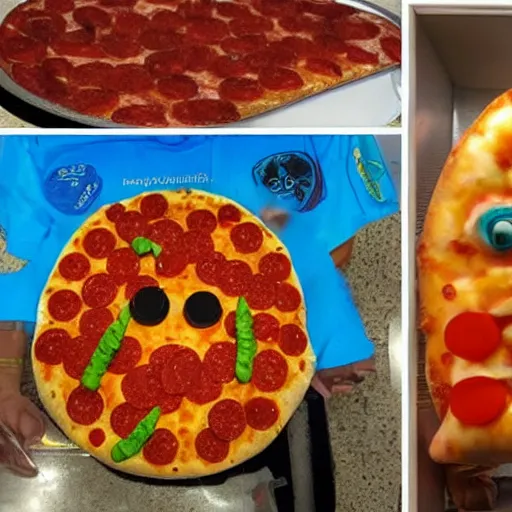 Image similar to alien sindacale made entirely of pizza, with terra made of pepperoni