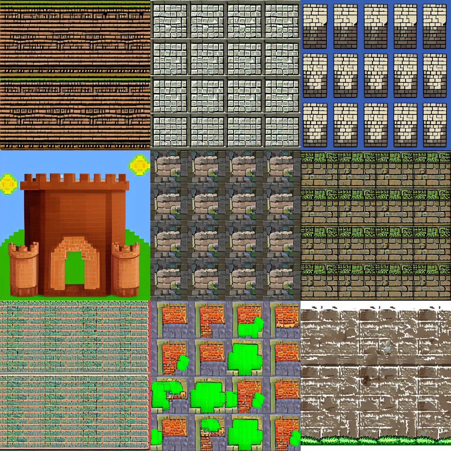 Image similar to castle wall texture, spritesheet, game, pixel art