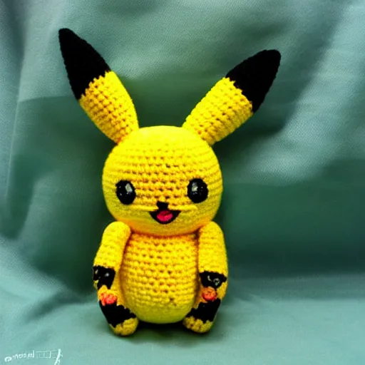 Image similar to a crochet Pikachu