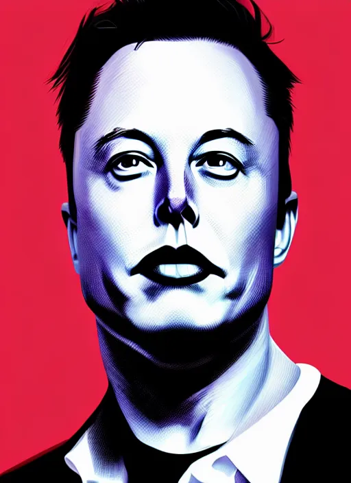 Image similar to portrait of elon musk, intricate, elegant, highly detailed, digital painting, artstation, concept art, smooth, sharp focus, illustration