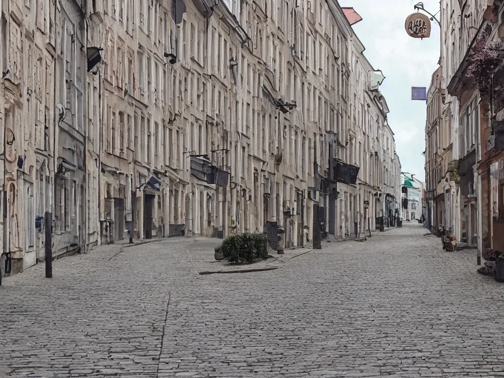 Image similar to Estonian city street as a PS1 first person video game