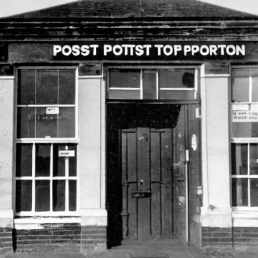 Prompt: photograph of North Allerton post office as a portal to hell, but it is now a portal to hell