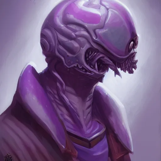 Image similar to portrait purple mind flayer, official fanart behance hd artstation by jesper ejsing