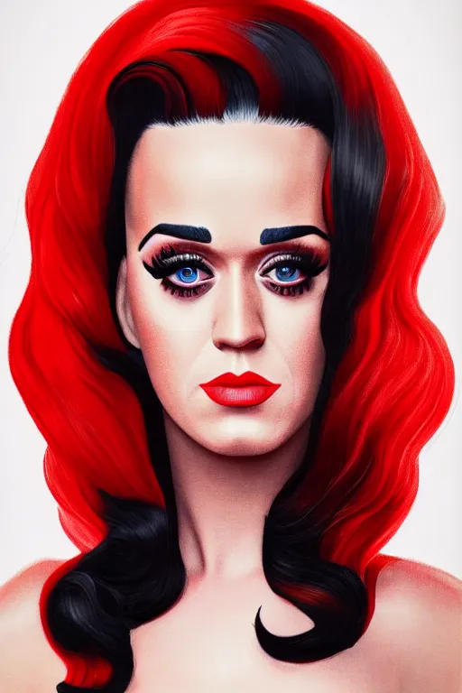 Image similar to katy perry in a red dress, realistic portrait, symmetrical, highly detailed, artstation, smooth, sharp focus, cinematic lighting, 8 k high resolution, 3 5 mm photography