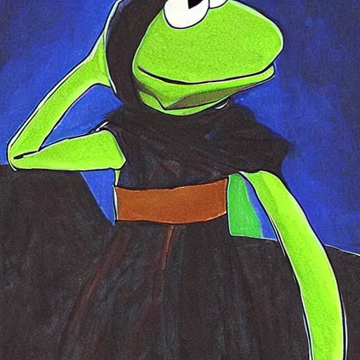 Prompt: kermit the frog as a sith lord