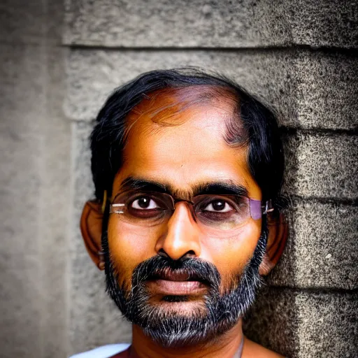 Prompt: average indian man, shot with anamorphic lens