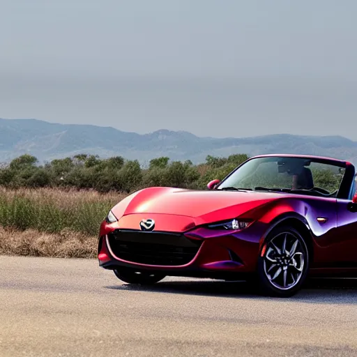 Prompt: 105mm photo of car full view mid distance photograph Mazda Miata from 2020