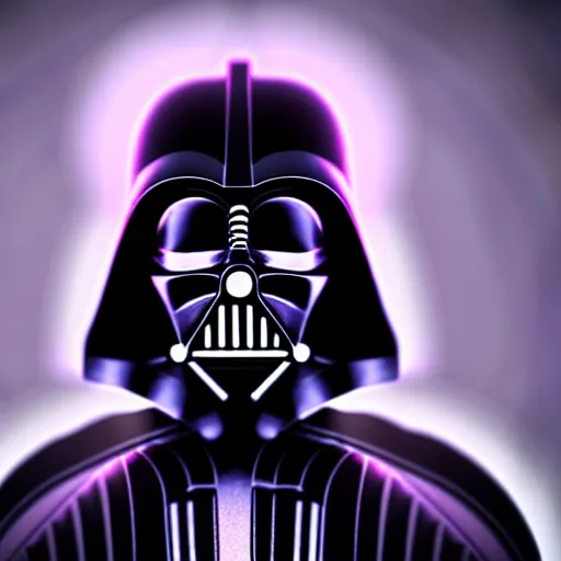 Image similar to candypunk darth vader, character design, high quality digital art, render, octane, redshift, volumetric lighting, oled