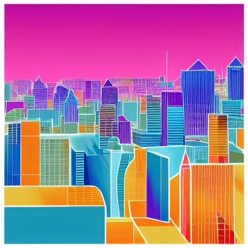 Image similar to geometric art of a city, made entirely from gradients, colorful, vector graphics