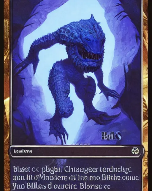 Image similar to magic the gathering blue creature card