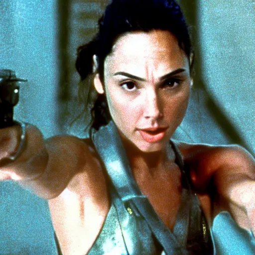 Prompt: gal gadot in the movie The Rock (1996), movie still, cinematic,