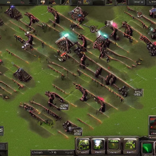 Prompt: an screenshot of an rts zombie game, detailed, realistic,