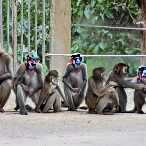 Image similar to macaque monkeys in riot gear