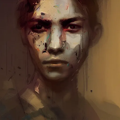 Image similar to blurry painted face, by Ismail Inceoglu, detailed, blurred, muted colors, detailed, illustration, portrait, character, brushstrokes, 4K